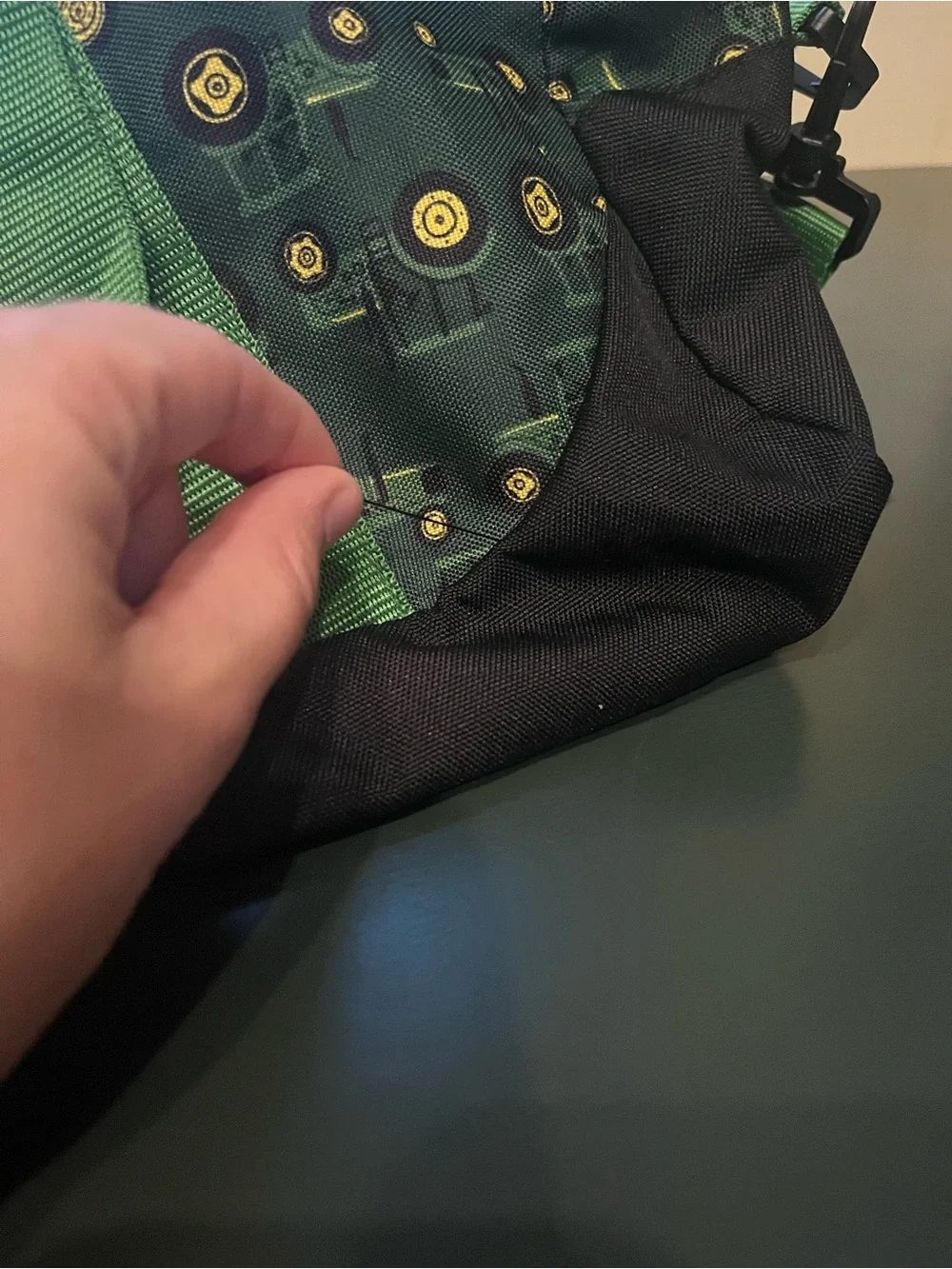 John Deere Green and Black Kids Duffel Bag with Tractor Wheel Pattern